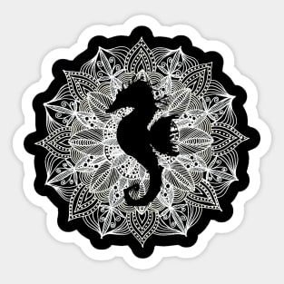 White Mandala Circle Seahorse Sticker